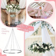 Ceiling Drape Hanging Kit 24 Inch Silver Ceiling Hanging Ring Metallic Hoop Ring
