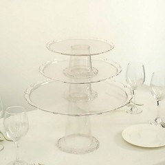 3 Cleat Plastic Stackable Pedestals Round Cupcake Display Stands Set Party Event