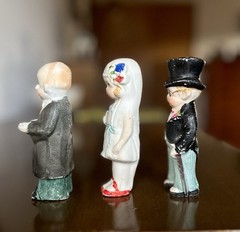 Vintage Hand Painted Japanese Porcelain Wedding Cake Toppers 1920s-30s.