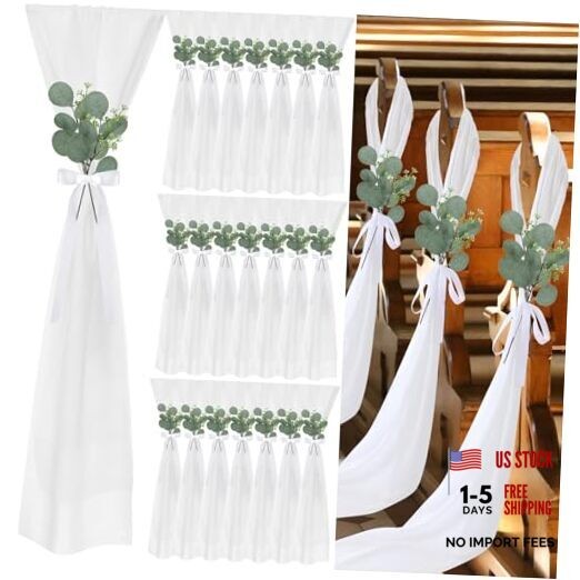 24 Set Wedding Aisle Chair Decorations for Wedding Ceremony Round Eucalyptus