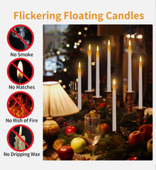 Harry Potter 10 LED Flameless Floating Candles Magic Wand Remote Halloween Decor