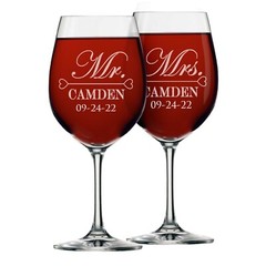 Custom Engraved Mr and Mrs Wine Glass Set for Wedding – Newlywed Gift for Couple