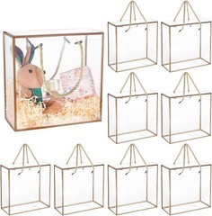 10 Packs Clear PET Plastic Gift Box 7.8×7.8×3.5 Inch Treat Gift Boxes W/ Gold