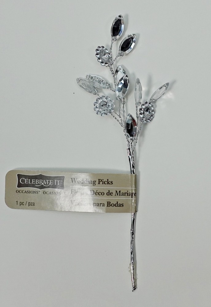 Wedding Picks Marriage Ceremony Decor Leaf Flower Design Celebrate Shiny Silver