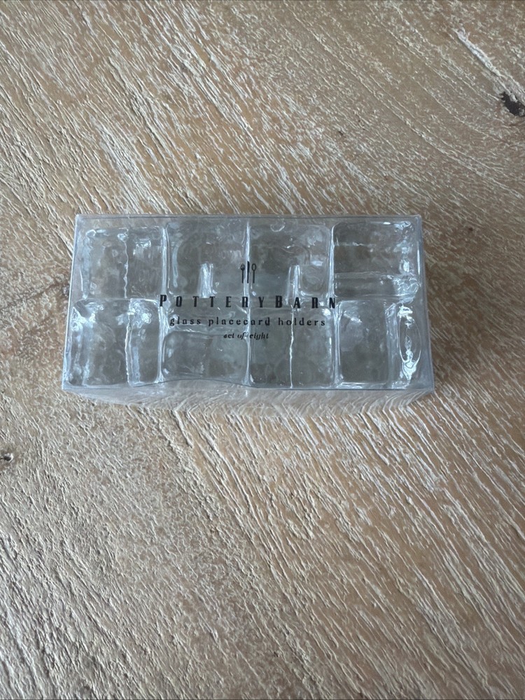 Pottery Barn Placecard Holders Clear Glass Cubes Wedding Shower Display Set 8
