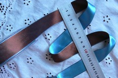BROWN & AQUA Duo Quality Satin Reversible &Stitch Edged 100% Poly 5Met 25mm CL14