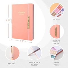 Planner 2025-2026, Month Weekly Planner Runs JAN 2025 to JUN 2026, 2025 Rose