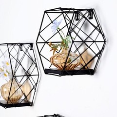 3 Hexagon Metal Wood GEOMETRIC FLOATING SHELVES Party Event Sale Supplies