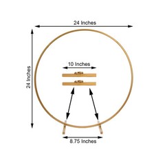 GOLD 24″ Round Metal FLORAL HOOP STANDING WREATH RING Party Events Decorations