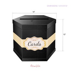 Card Box Card Receiving Box with Ribbon 14x12x12 Inches Elegant Card Box Hold…