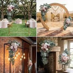 Wedding Arch Swag, White Pink Rose Eucalyptus Greenery Arrangement
