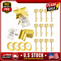 100PCS Skeleton Key Bottle Openers Wedding Favors Guests Candy Boxes Tags Ribbon