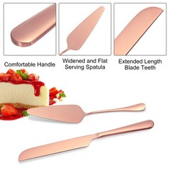 Wedding Cake Knife and Server Set Pink Cake Cutting Set 10.6/9 Inch