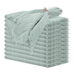 12.5″ Rustic Gauze Table Decor Placemat Napkin with Fringe