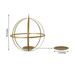 19″ Gold Globe Ring Candle Holder Hanging Metal Lantern Wedding Centerpieces