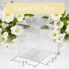50 PCS 3x3x4″ Clear Plastic PVC Folding Box Party Favor Wedding Retail Packaging