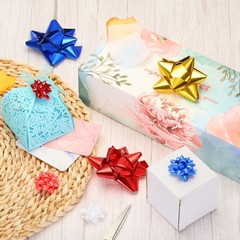90pcs 1 1/4″ Mini Star Gift Bows Christmas Bows for Gift Wrapping, Yellow