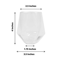 12 Clear 12 oz Geometric Stemless Plastic Wine Glasses Party Events Decorations