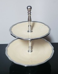 Godinger Two Tier Aluminum Snack Serving Tray Cake Stand