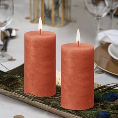 Bolsius 4 Pack Orange Rustic Pillar Candles – 2.75 X 5 Inches – Premium