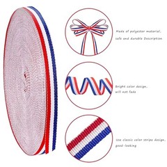 Blue White Red Striped Grosgrain 3/8 Inch x 55 Yard Red White Blue Striped