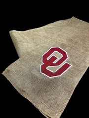 University of Oklahoma (OU) Burlap Chair Sash / Wreath Sash (2 Logos) 55k Stitch