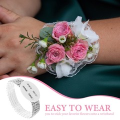 4 Pcs Elastic Wrist Corsage Bracelet Rhinestone Wedding Prom Anniversary