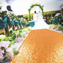 DUOBAO Aisle Runner for Wedding-15FTx2FT-Deep Gold Sequin Indoor Outdoor Cere…