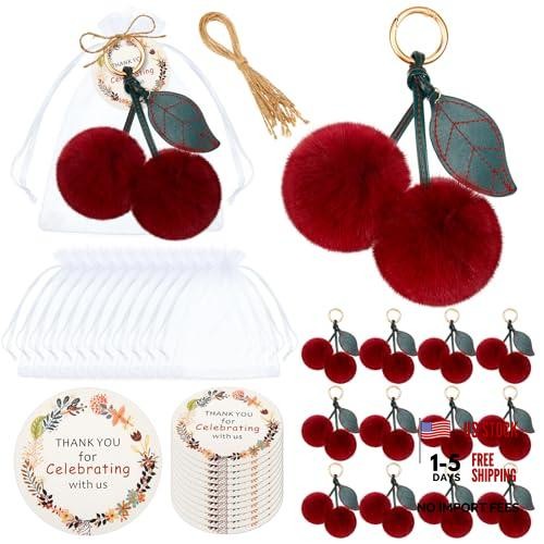 12 Sets Cherry Keychain Bag Bulk Charms for Handbags Purse Accessories