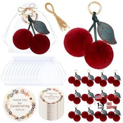 12 Sets Cherry Keychain Bag Bulk Charms for Handbags Purse Accessories