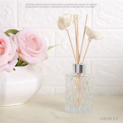 Hosley Set of 4 Mid Century Modern Glass Diffuser Bottles 4 4″ High, Silver