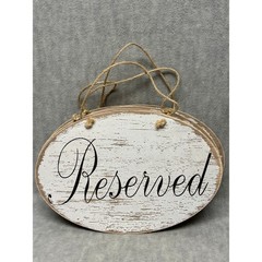 Reserved Signs Set of 5 Home Decor White Distressed Rustic Wood Oval New