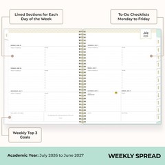 Blue Sky Day Designer 2026-2027 Weekly and Monthly Academic Year Planner Cale…