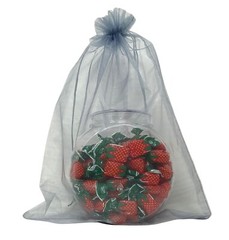 50 Pack Large Organza Gift Bags 12×16 Inch Silver Gray Weddings Birthdays