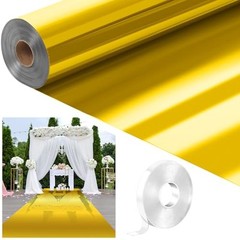3.3 x 98.4 ft Aisle Runner for Wedding Ceremony Double Sided Reflective Gold