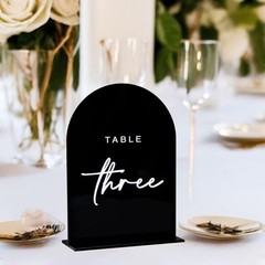 Black Arched Wedding Table Numbers 1-10 with Stands, 5×7 Inch Black Acrylic A…