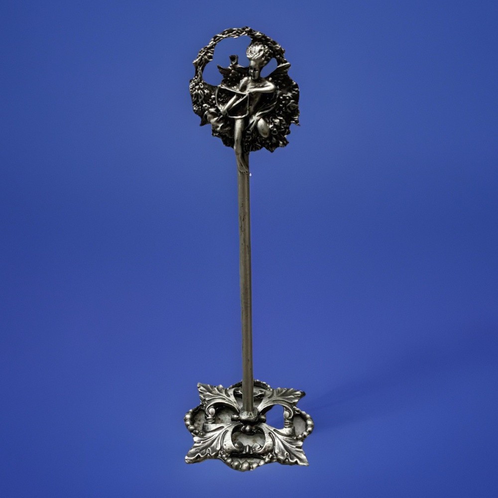 Baroque Ornate Cherub Pewter Table Decor 8.25” Vintage L3