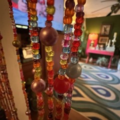 Bohemian Hippy Beaded Curtain Doorways,glass Beads Red 35”wide