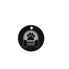 Black Paw Print with Woof Bone Design Pet Collar Charm Round Tag with Gift Box