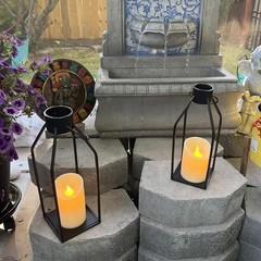 Black Metal Candle Lanterns Living Room Decor, 2 Pack