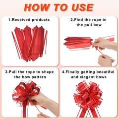 6pcs Gift Ribbon for Presents, Large Bow 15cm Bright Pink