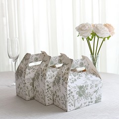 25 SAGE GREEN Tote Favor BOXES Floral Printed Gift Holders Party Decorations