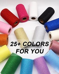 Glitter Tulle Fabric Rolls, 6 Inch 50 Yards 6″ by 50 Yards (150 ft) White