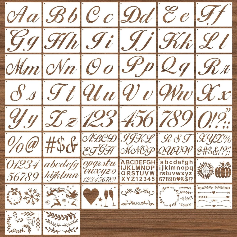 BAMIDELE Letter Stencils for Painting on Wood, 50 Pcs Calligraphy Alphabet Dr…
