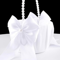 2 PCS White Wedding Flower Girl Basket Pearl Handle Cute Flower Basket