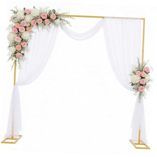 8FT x 8FT Backdrop Stand Heavy Duty Pipe and Drape Kit, 8 x 8 FT Gold