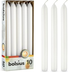 BOLSIUS 10 Count Household White Dinner Candles – 9 Inches – 10 Count,