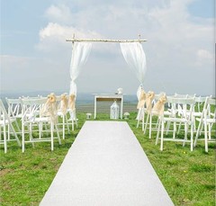 White Wedding Aisle Runner – Professional-Grade Nylon, Includes Tape Double-S…