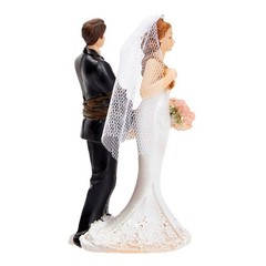 Juvale Funny Wedding Cake Topper, Bride Tied Up 2.6 x 4.6 x 2.3 inches, White