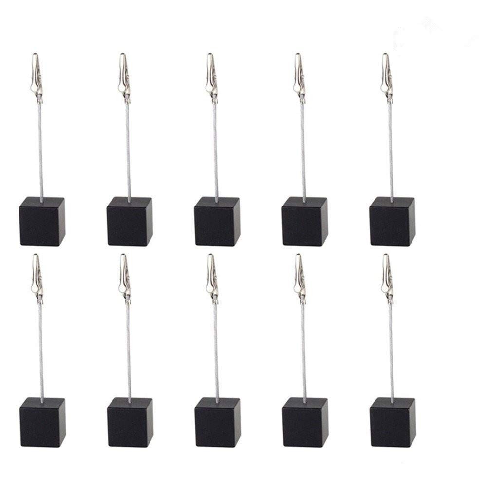 10pcs Table Number Holder Name Place Card Memo Clip Stand Black